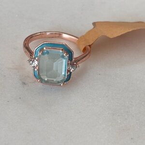Elegant Rose Gold and Blue Gemstone Ring